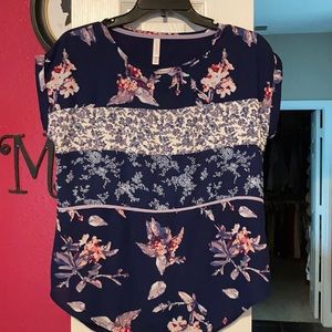 Navy blue floral pattern top